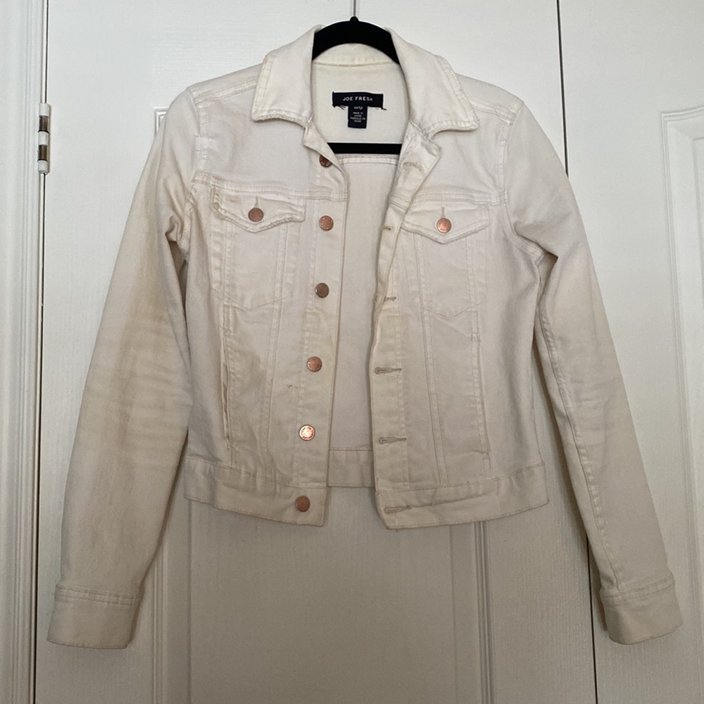 Cream cropped jean jacket